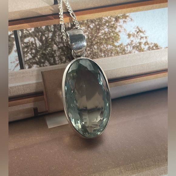 925 Sterling silver Natural Green Amethyst Pendent with Sterling silver chain!! - Picture 13 of 17